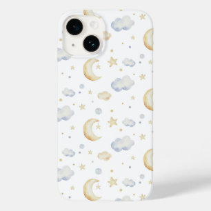 Waterverf Moon Stars & Cloud Pattern Case-Mate iPhone 14 Hoesje