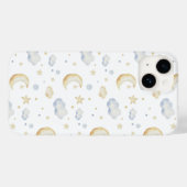 Waterverf Moon Stars & Cloud Pattern Case-Mate iPhone Case (Achterkant (horizontaal))