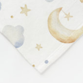 Waterverf Moon Stars & Cloud Pattern Fleece Deken (Hoek)