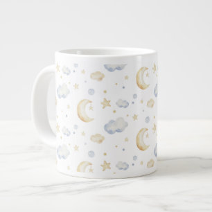 Waterverf Moon Stars & Cloud Pattern Grote Koffiekop