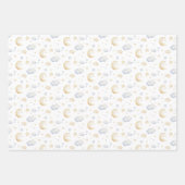 Waterverf Moon Stars & Cloud Pattern Inpakpapier Vel (Voorkant)