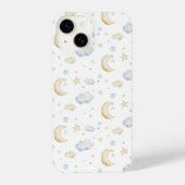 Waterverf Moon Stars & Cloud Pattern iPhone Hoesje (Achterkant)