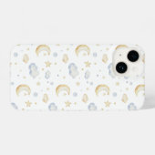 Waterverf Moon Stars & Cloud Pattern iPhone Hoesje (Achterkant horizontaal)