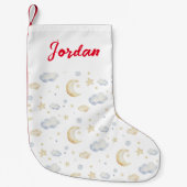 Waterverf Moon Stars & Cloud Pattern Kleine Kerstsok (Voorkant)