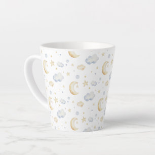 Waterverf Moon Stars & Cloud Pattern Latte Mok