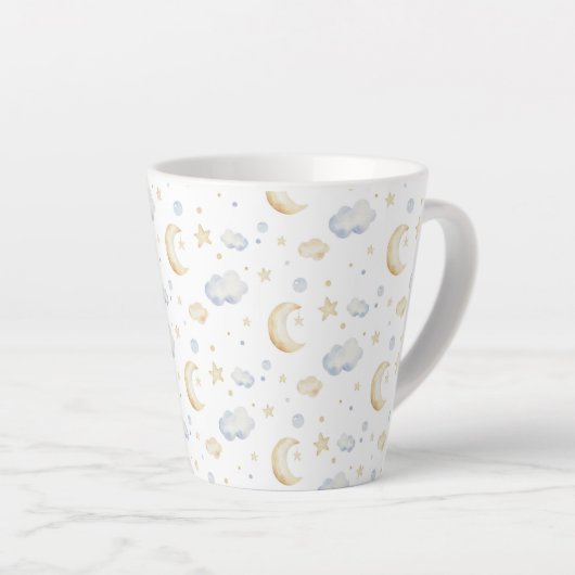 Waterverf Moon Stars & Cloud Pattern Latte Mok (Rechterhoek)