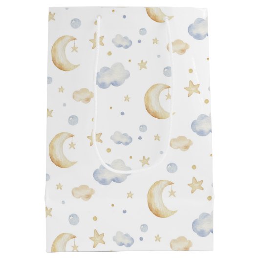 Waterverf Moon Stars & Cloud Pattern Medium Cadeauzakje (Achterkant)