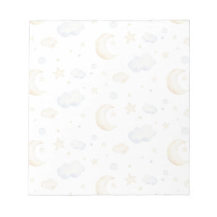 Waterverf Moon Stars & Cloud Pattern Notitieblok