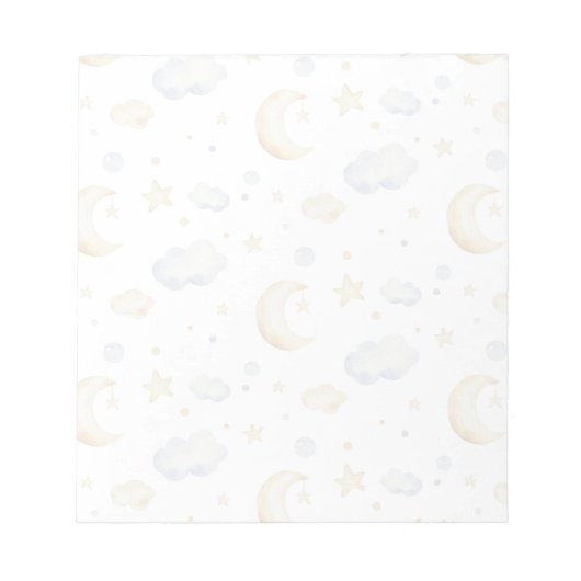 Waterverf Moon Stars & Cloud Pattern Notitieblok (Voorkant)