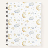Waterverf Moon Stars & Cloud Pattern Notitieboek (Voorkant)