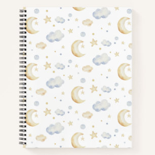 Waterverf Moon Stars & Cloud Pattern Notitieboek