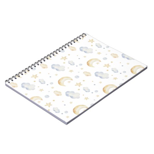 Waterverf Moon Stars & Cloud Pattern Notitieboek (Linkerzijde)