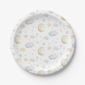 Waterverf Moon Stars & Cloud Pattern Papieren Bordje (Voorkant)