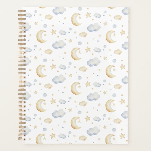 Waterverf Moon Stars & Cloud Pattern Planner (Voorkant)