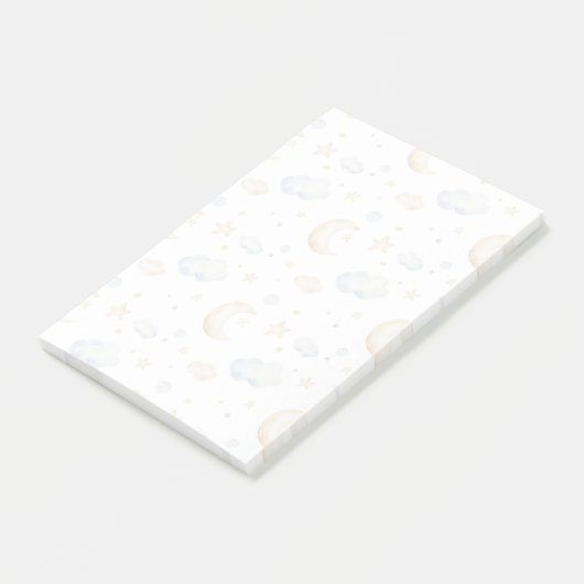 Waterverf Moon Stars & Cloud Pattern Post-it® Notes (Schuin)