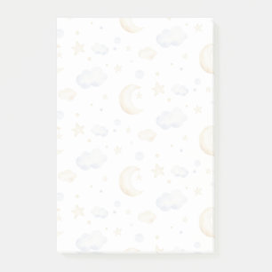 Waterverf Moon Stars & Cloud Pattern Post-it® Notes