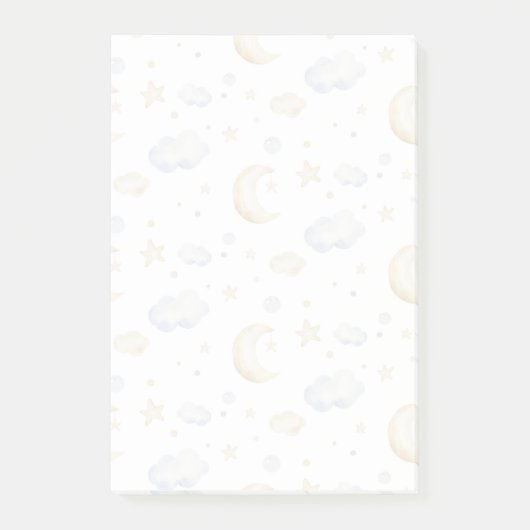 Waterverf Moon Stars & Cloud Pattern Post-it® Notes (Voorkant)