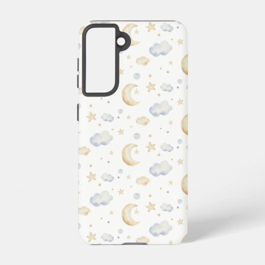 Waterverf Moon Stars & Cloud Pattern Samsung Galaxy Hoesje (Achterkant)