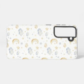 Waterverf Moon Stars & Cloud Pattern Samsung Galaxy Hoesje (Achterkant horizontaal)