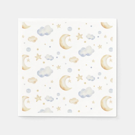 Waterverf Moon Stars & Cloud Pattern Servet (Voorkant)