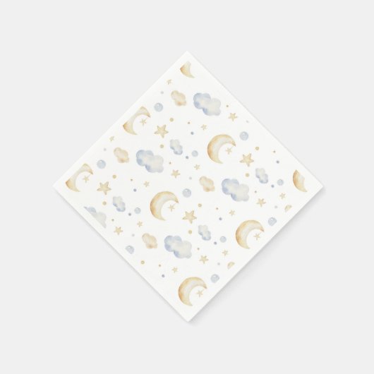 Waterverf Moon Stars & Cloud Pattern Servet (Hoek)