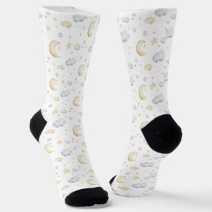 Waterverf Moon Stars & Cloud Pattern Sokken