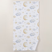 Waterverf Moon Stars & Cloud Pattern Strandlaken (Voorkant)