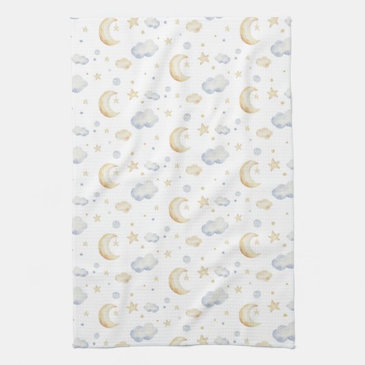 Waterverf Moon Stars & Cloud Pattern Theedoek (Verticaal)