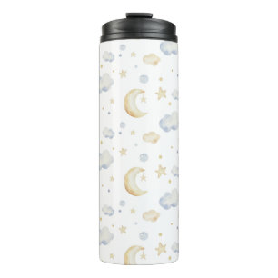 Waterverf Moon Stars & Cloud Pattern Thermosbeker