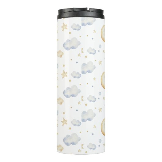 Waterverf Moon Stars & Cloud Pattern Thermosbeker (Achterkant)