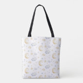 Waterverf Moon Stars & Cloud Pattern Tote Bag (Achterkant)