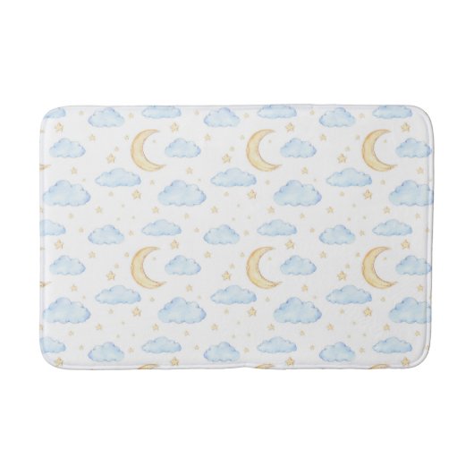 Waterverf Moon Stars en Clouds Patroon Badmat (Voorkant)