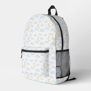Waterverf Moon Stars en Clouds Patroon Bedrukte Rugzak
