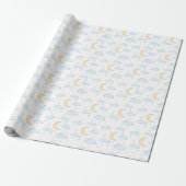 Waterverf Moon Stars en Clouds Patroon Cadeaupapier (Uitgerold)