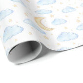 Waterverf Moon Stars en Clouds Patroon Cadeaupapier (Rol Hoek)