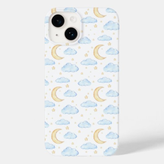 Waterverf Moon Stars en Clouds Patroon Case-Mate iPhone Case (Achterkant)