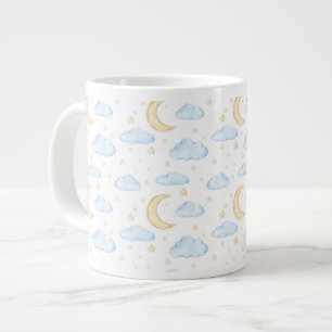 Waterverf Moon Stars en Clouds Patroon Grote Koffiekop