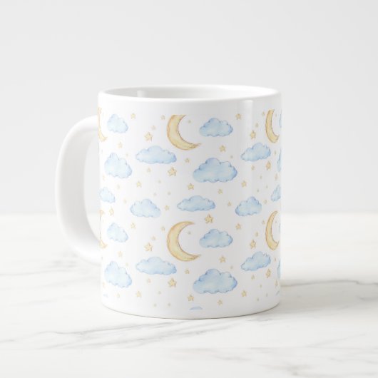 Waterverf Moon Stars en Clouds Patroon Grote Koffiekop (Links)