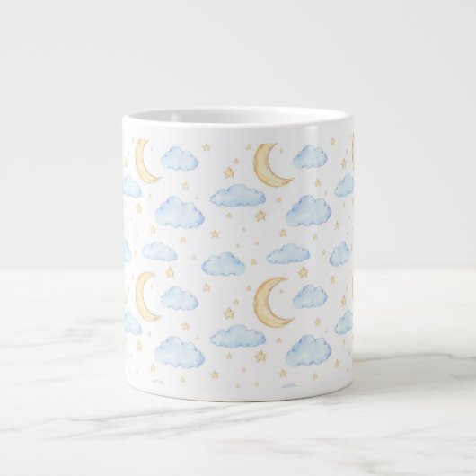 Waterverf Moon Stars en Clouds Patroon Grote Koffiekop (Voorkant)