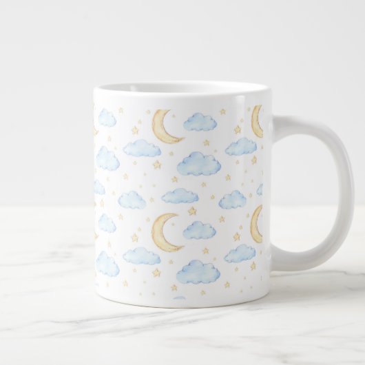 Waterverf Moon Stars en Clouds Patroon Grote Koffiekop (Rechts)