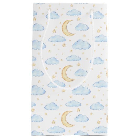 Waterverf Moon Stars en Clouds Patroon Klein Cadeauzakje (Voorkant)