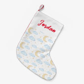 Waterverf Moon Stars en Clouds Patroon Kleine Kerstsok (Voorkant (Hangend))