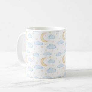 Waterverf Moon Stars en Clouds Patroon Koffiemok