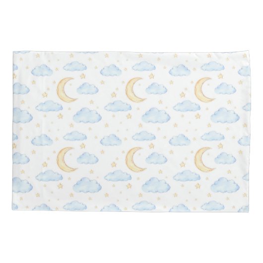 Waterverf Moon Stars en Clouds Patroon Kussensloop (Achterkant)