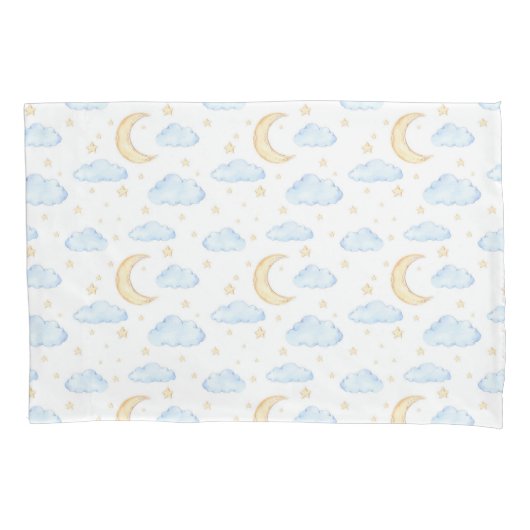 Waterverf Moon Stars en Clouds Patroon Kussensloop (Voorkant)