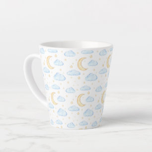 Waterverf Moon Stars en Clouds Patroon Latte Mok