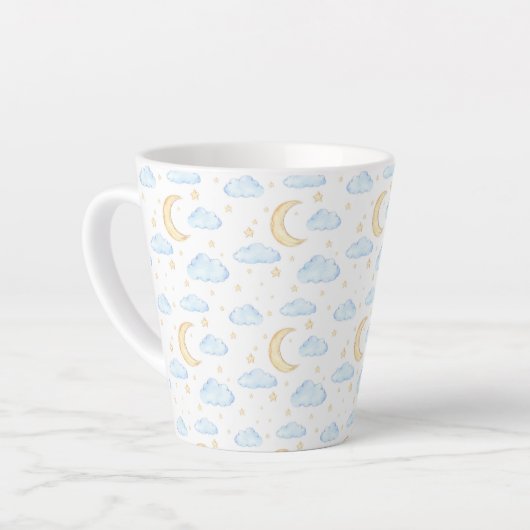 Waterverf Moon Stars en Clouds Patroon Latte Mok (Linkerhoek)