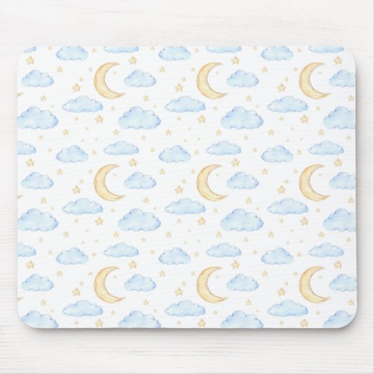 Waterverf Moon Stars en Clouds Patroon Muismat (Voorkant)