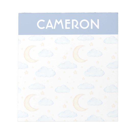 Waterverf Moon Stars en Clouds Patroon Notitieblok (Voorkant)