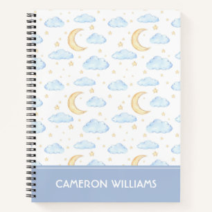 Waterverf Moon Stars en Clouds Patroon Notitieboek